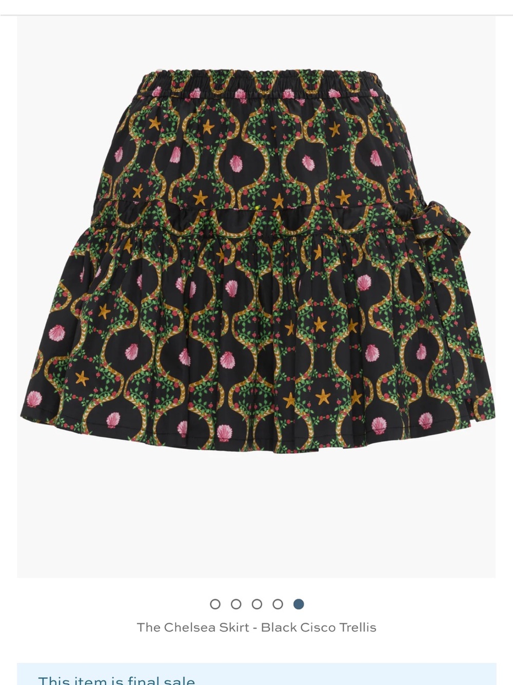 Hill House Chelsea Mini Skirt — Black with Pink & Green Shell Motif